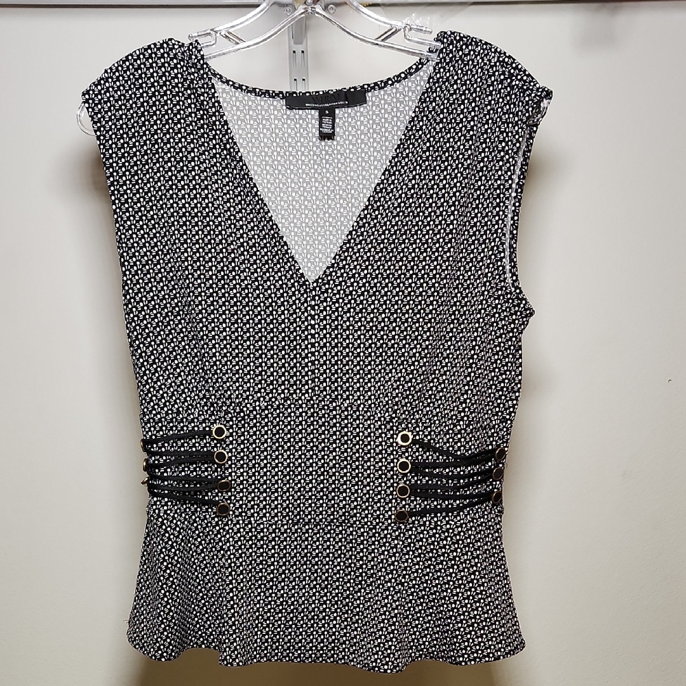 White House Black Market | Monochrome Patterned Blouse | S